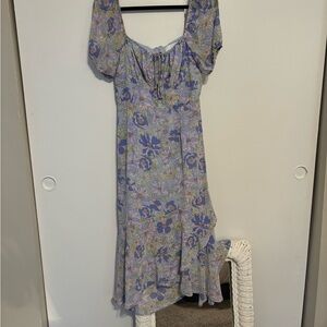 ASTR The Label Multi-colored Ruffle Midi Dress